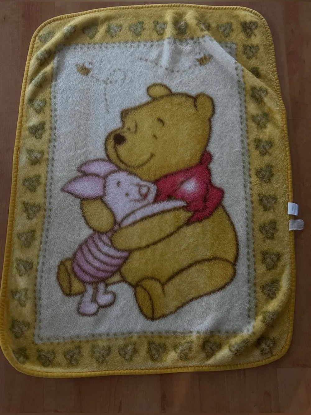 VTG Disney Winnie The Pooh Piglet Plush Baby Throw Blanket Rounded Corners